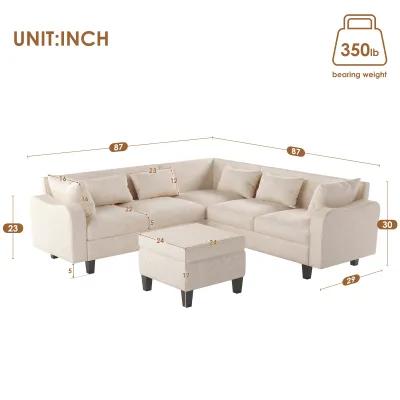 Merax Modern Sectional Sofa with Coffee Table