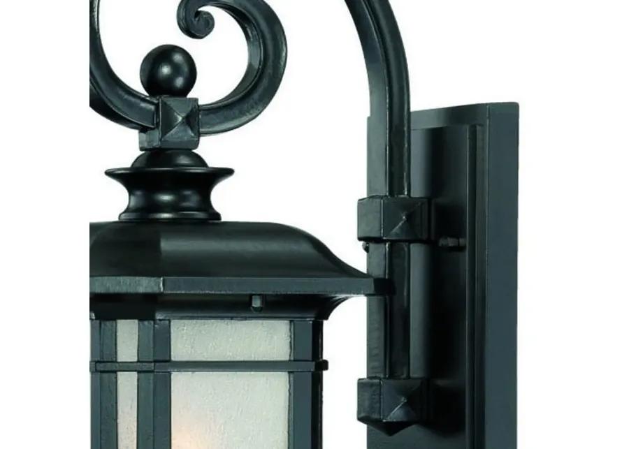 Homezia Matte Black Frosted Linen Glass Lantern Wall Light