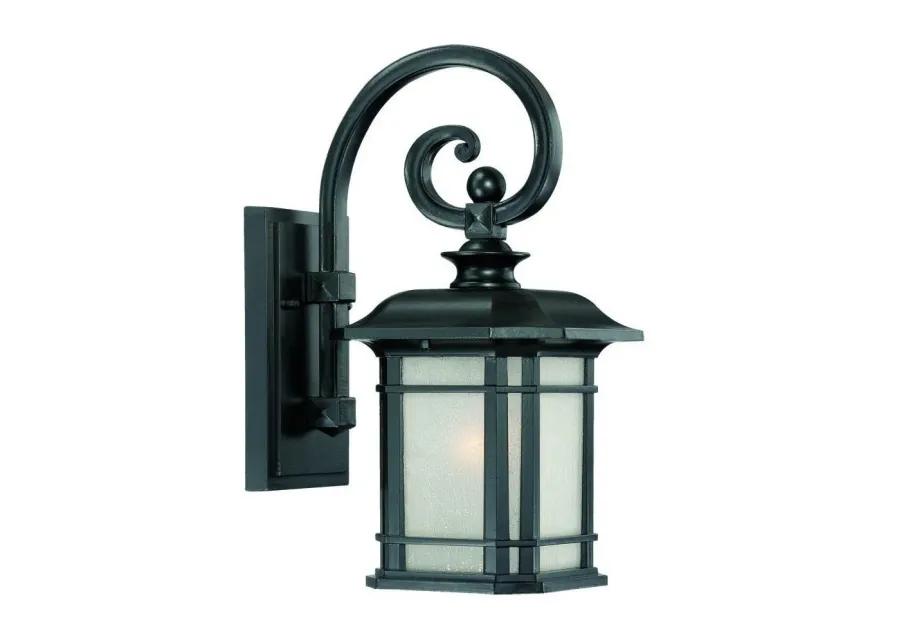 Homezia Matte Black Frosted Linen Glass Lantern Wall Light