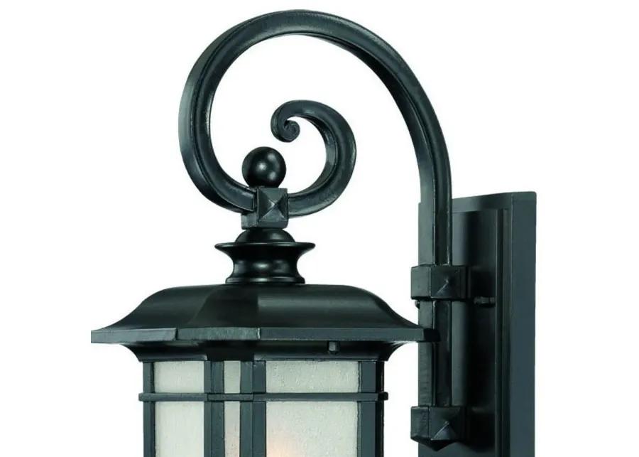 Homezia Matte Black Frosted Linen Glass Lantern Wall Light