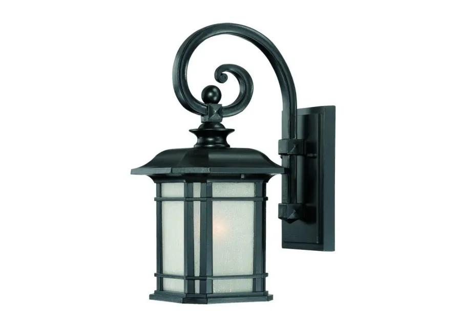 Homezia Matte Black Frosted Linen Glass Lantern Wall Light