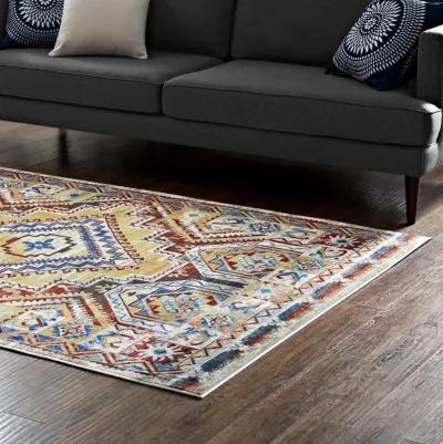 Florita Distressed Southwestern Aztec 8x10 Area Rug - Multicolored