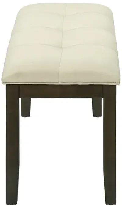 Monarch Specialties I 1377 - Bench, 44" Rectangular, Dining Room, Entryway, Kitchen, Hallway, Upholstered, Wood, Cream Fabric, Grey Solid Wood, Transitional