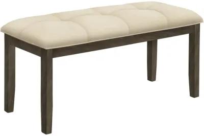 Monarch Specialties I 1377 - Bench, 44" Rectangular, Dining Room, Entryway, Kitchen, Hallway, Upholstered, Wood, Cream Fabric, Grey Solid Wood, Transitional