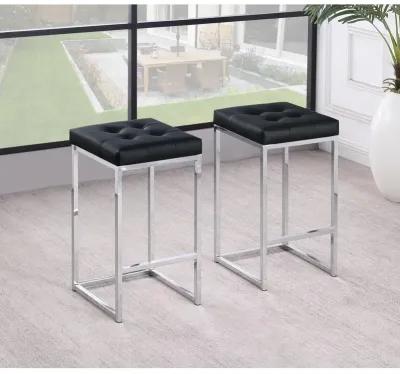 Jersey Faux Leather Counter Height Stool in Silver (Set of 2)