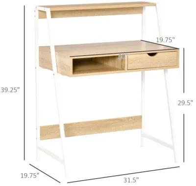 Small Space Computer Desk with Storage Shelves