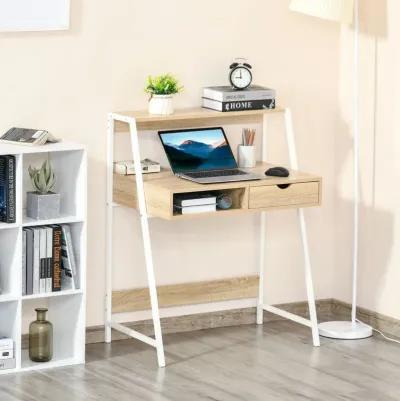 Small Space Computer Desk with Storage Shelves