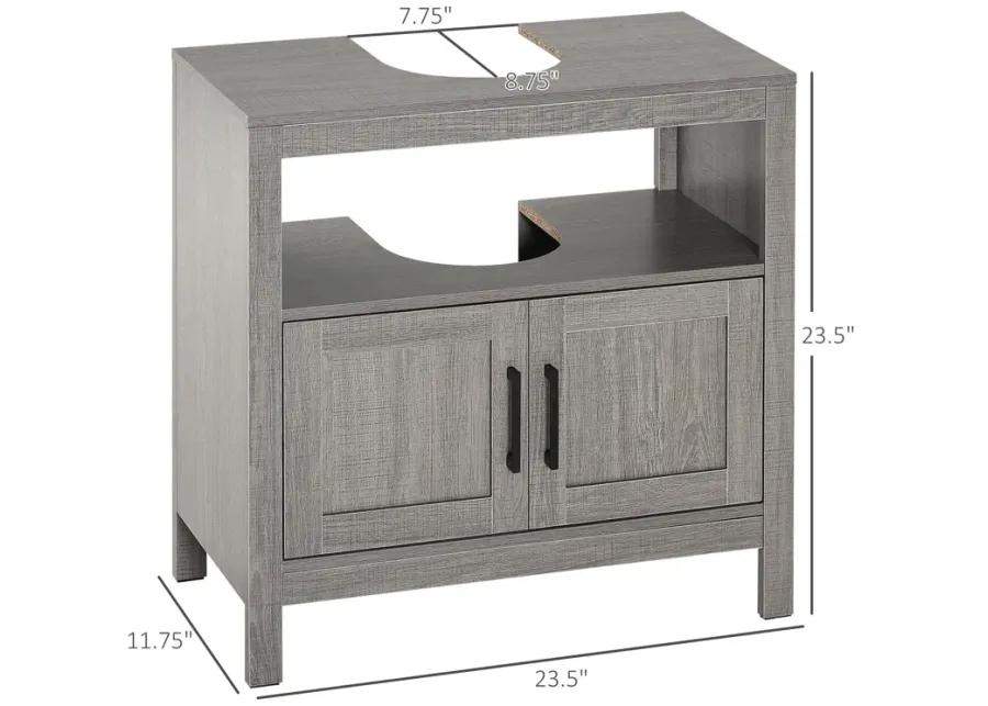 Gray Bathroom Storage Cabinet with 2 Doors & Shelf