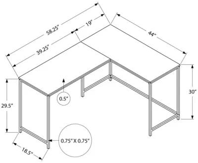 Monarch Specialties I 7394 Computer Desk, Home Office, Corner, 58"L, L Shape, Work, Laptop, Metal, Laminate, Black, Contemporary, Modern