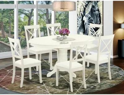 East West Furniture Dining Room Set Linen White, AVBO7-LWH-LC