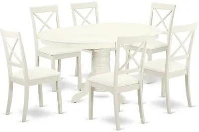 East West Furniture Dining Room Set Linen White, AVBO7-LWH-LC