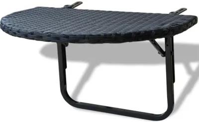 vidaXL Balcony Table 23.6"x23.6"x12.5" Black Poly Rattan