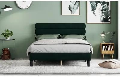 Sturdy Queen Bed Frame with Headboard, Green