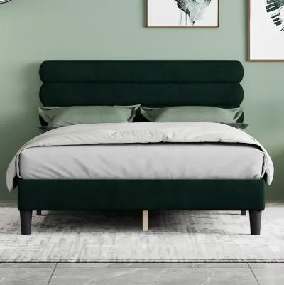 Sturdy Queen Bed Frame with Headboard, Green