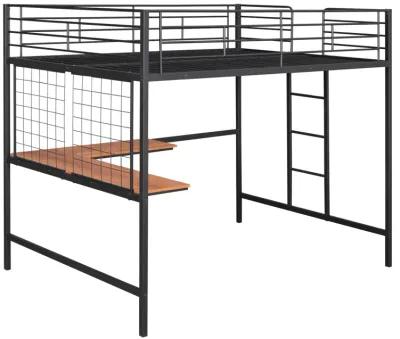 Full Metal Loft Bed With Desk And Metal Grid