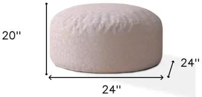 Homezia 24" Pink Cotton Round Abstract Pouf Ottoman