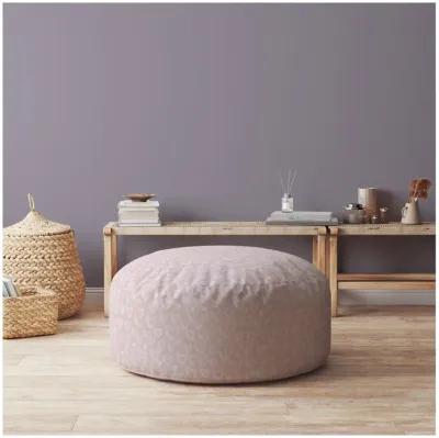 Homezia 24" Pink Cotton Round Abstract Pouf Ottoman