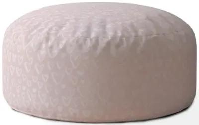 Homezia 24" Pink Cotton Round Abstract Pouf Ottoman