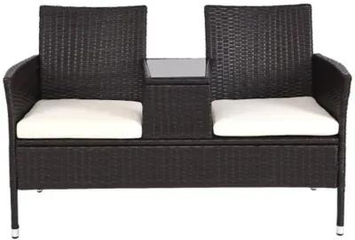 Outdoor Patio Rattan Cushioned Chat Set