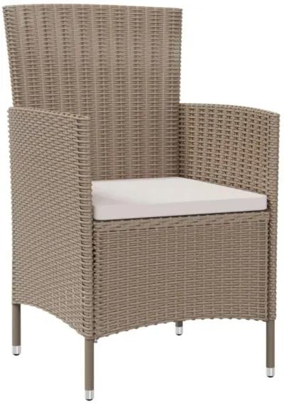 vidaXL Patio Chairs with Cushions 2 pcs Poly Rattan Beige