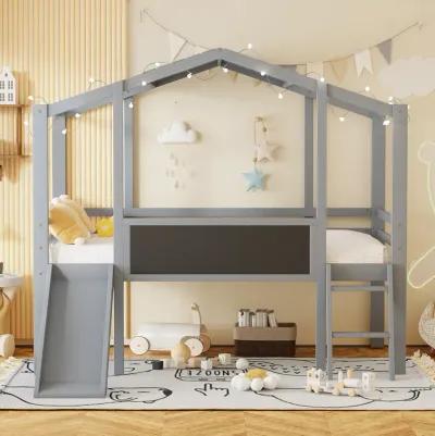 Merax Loft Bed with Ladder and Slide