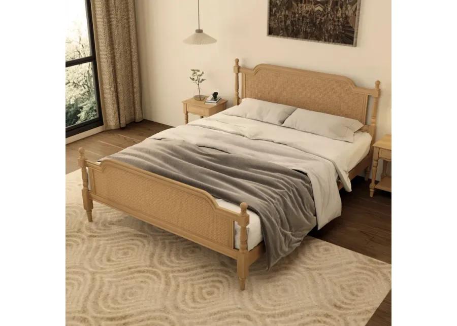 Merax Platform Bed Frame with Rattan Headboard