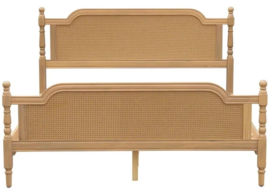 Merax Platform Bed Frame with Rattan Headboard