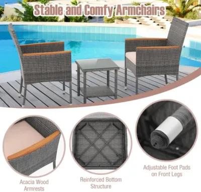 Hivvago 5 Pieces Patio Conversation Set with Soft Cushions and Ottomans