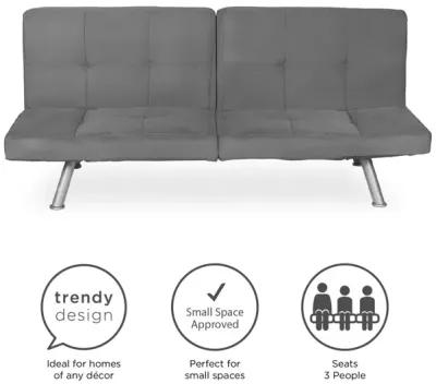 Archer Convertible Futon with Adjustable Armrests, Charcoal