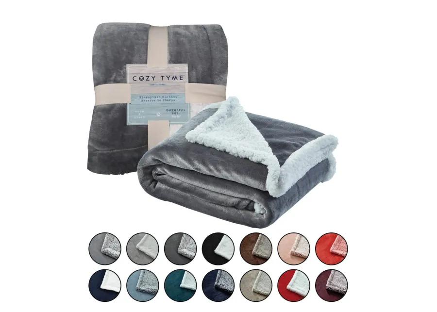 Cozy Tyme Babineaux Flannel Reversible Sherpa Throw Blanket 60"x80"