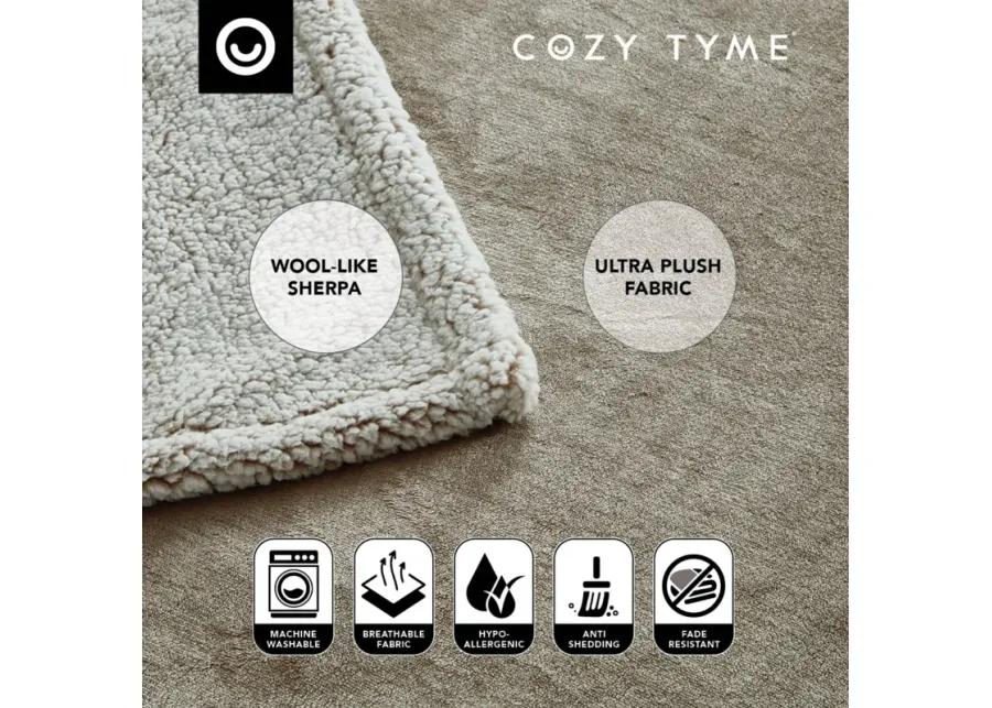 Cozy Tyme Babineaux Flannel Reversible Sherpa Throw Blanket 60"x80"