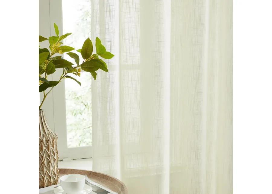 THD Linda Faux Linen Textured Semi Sheer Privacy Light Filtering Transparent Window Rod Pocket Thick Curtains Drapery Panels for Bedroom & Living Room, Set