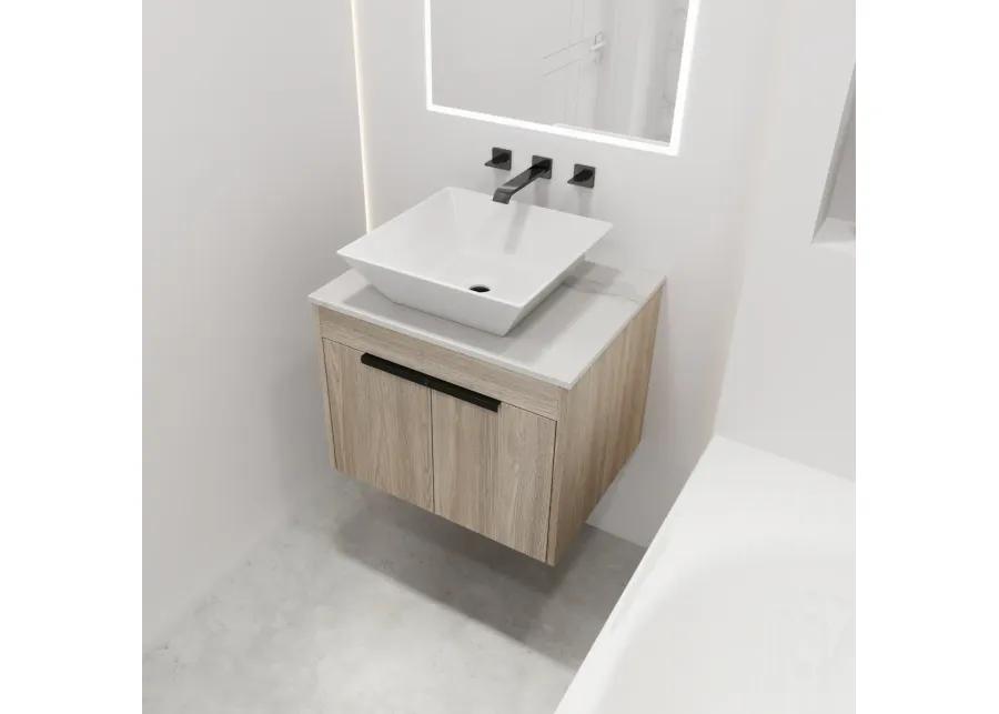 24" Modern Design Float Bathroom Vanity With Ceramic Basin Set