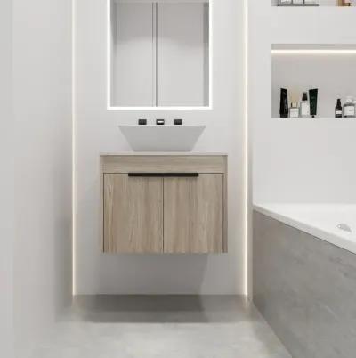 24" Modern Design Float Bathroom Vanity With Ceramic Basin Set