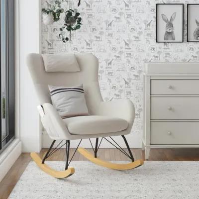 Margot Rocker Accent Chair with Storage Pockets, Biege Linen