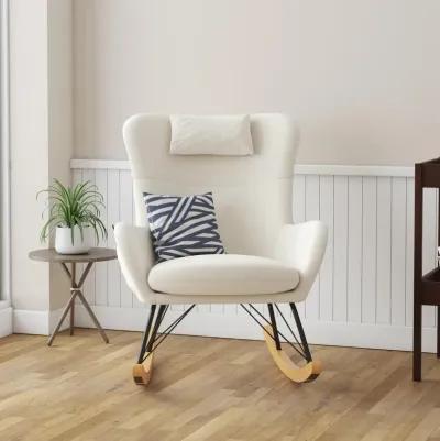 Margot Rocker Accent Chair with Storage Pockets, Biege Linen