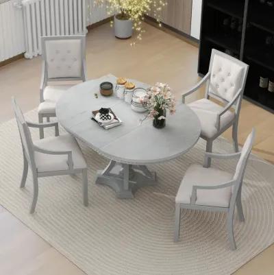 Merax Retro 5-piece Dining Round Table Set