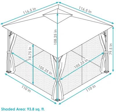 Sunnydaze 10 ft x 10 ft Soft Top Polyester Gazebo with Privacy Wall