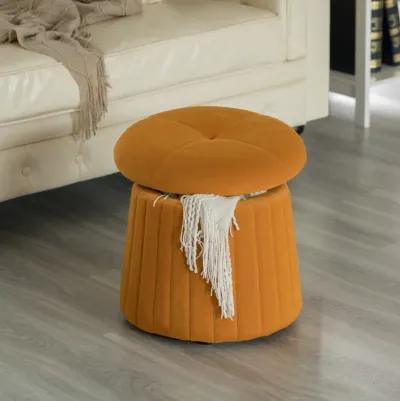 Modern Tufted Velvet Mushroom Shape Storage Ottoman Storage Stool Trunk, Red