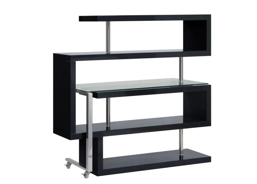 Raceloma Writing Desk w/Shelf, Clear Glass, Black & Chrome Finish 93177