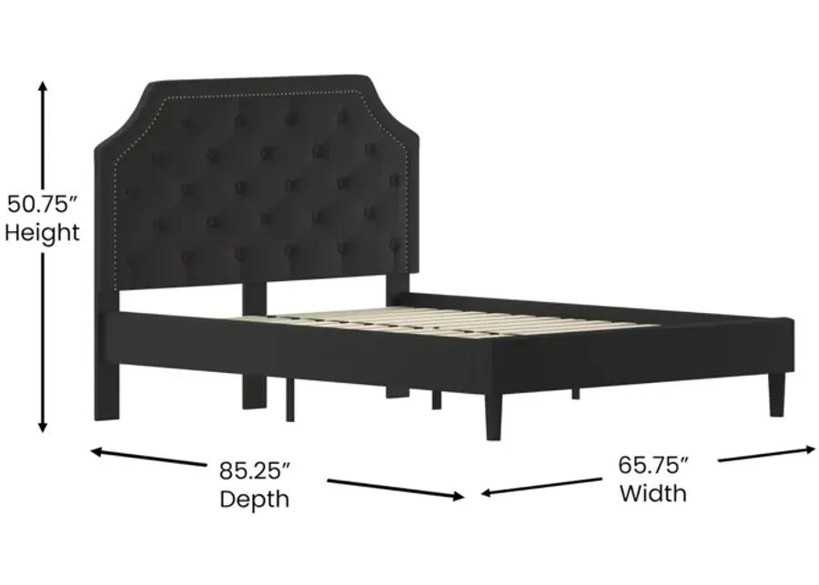 Flash Furniture Brighton Queen Size Tufted Upholstered Platform Bed in Black Fabric