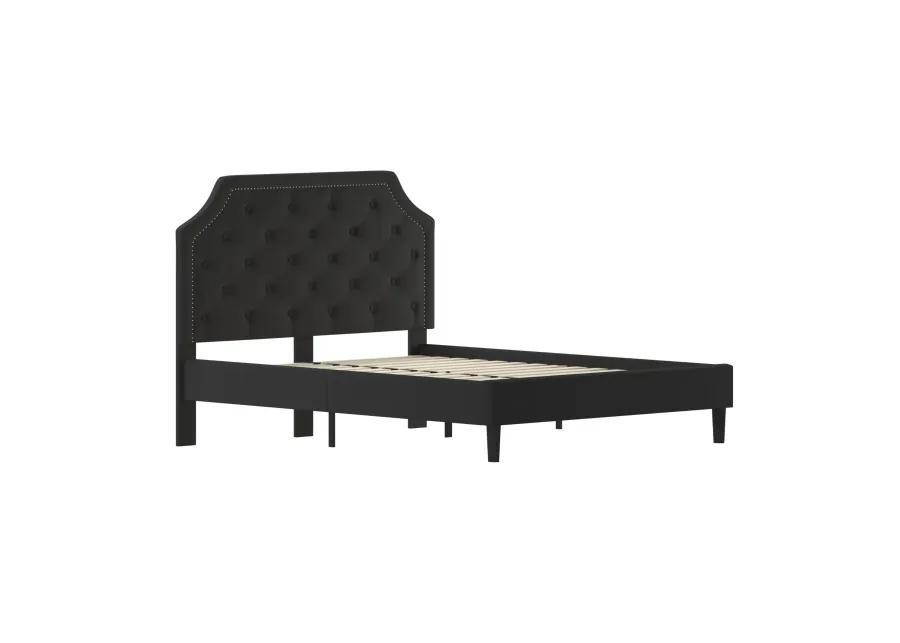 Flash Furniture Brighton Queen Size Tufted Upholstered Platform Bed in Black Fabric