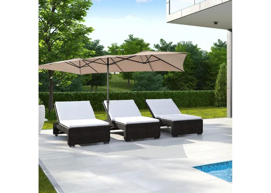 15 Feet Double-Sized Patio Umbrella with Crank Handle and Vented Tops