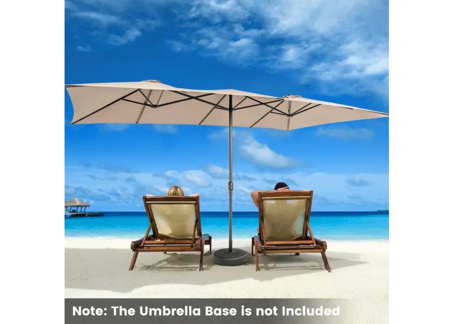 15 Feet Double-Sized Patio Umbrella with Crank Handle and Vented Tops