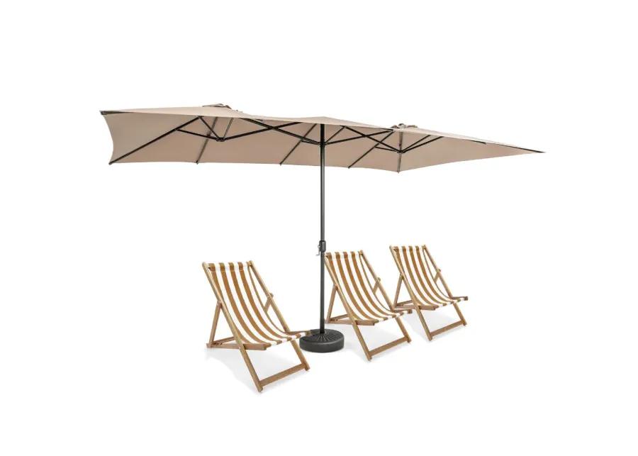 15 Feet Double-Sized Patio Umbrella with Crank Handle and Vented Tops