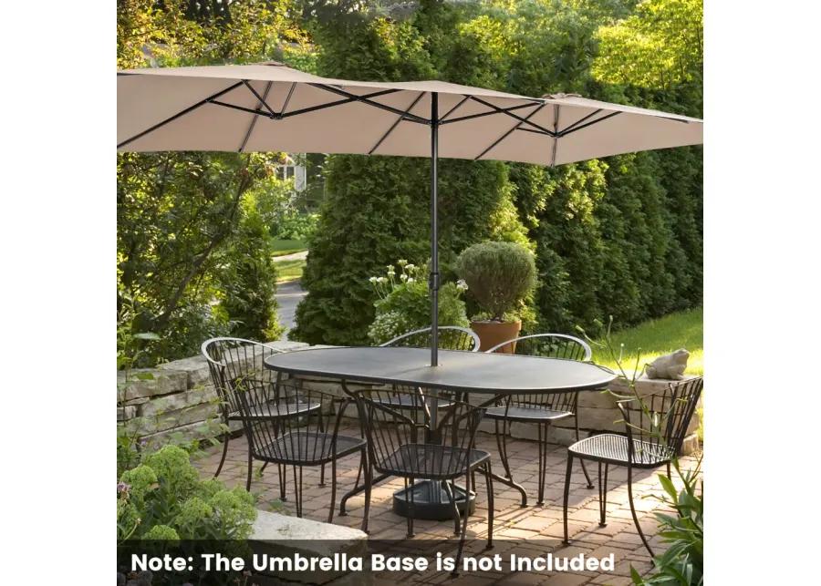 15 Feet Double-Sized Patio Umbrella with Crank Handle and Vented Tops