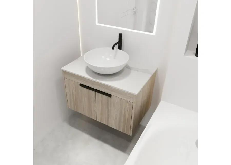 30" Modern Design Float Bathroom Vanity With Ceramic Basin Set