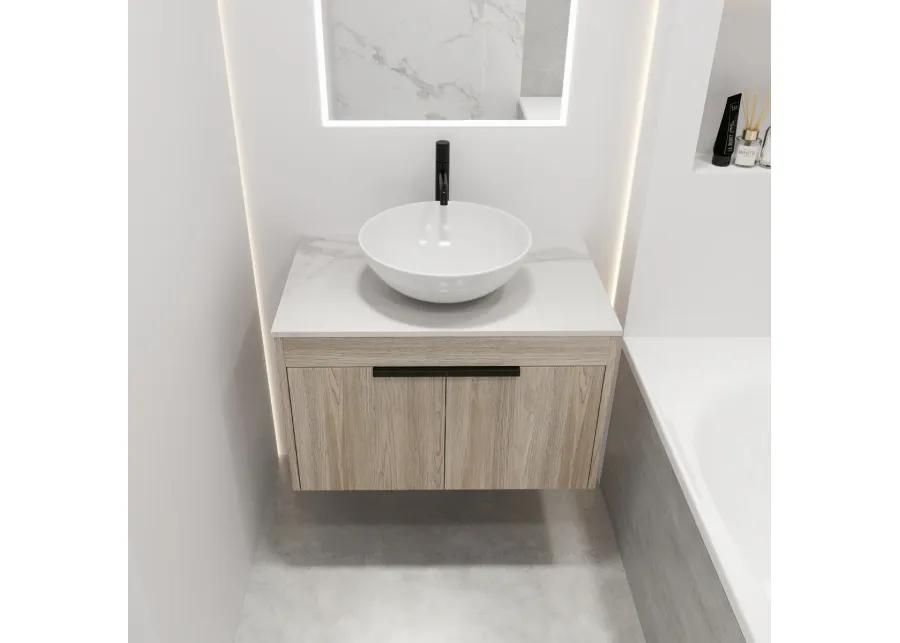 30" Modern Design Float Bathroom Vanity With Ceramic Basin Set