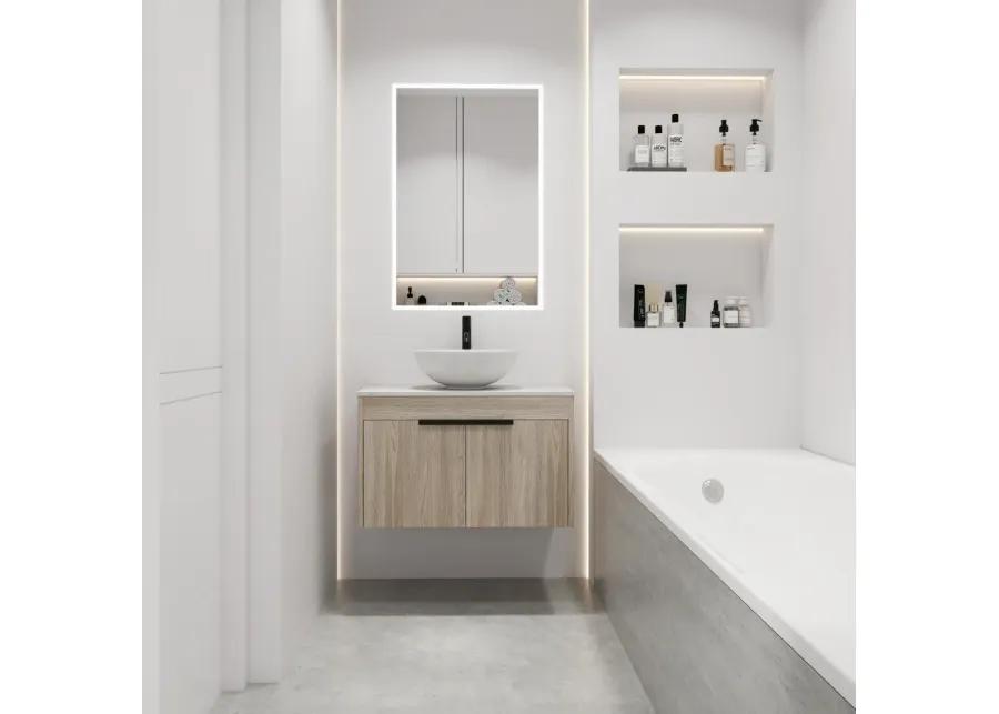 30" Modern Design Float Bathroom Vanity With Ceramic Basin Set