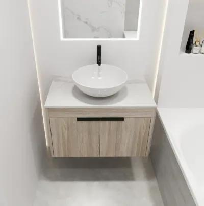 30" Modern Design Float Bathroom Vanity With Ceramic Basin Set